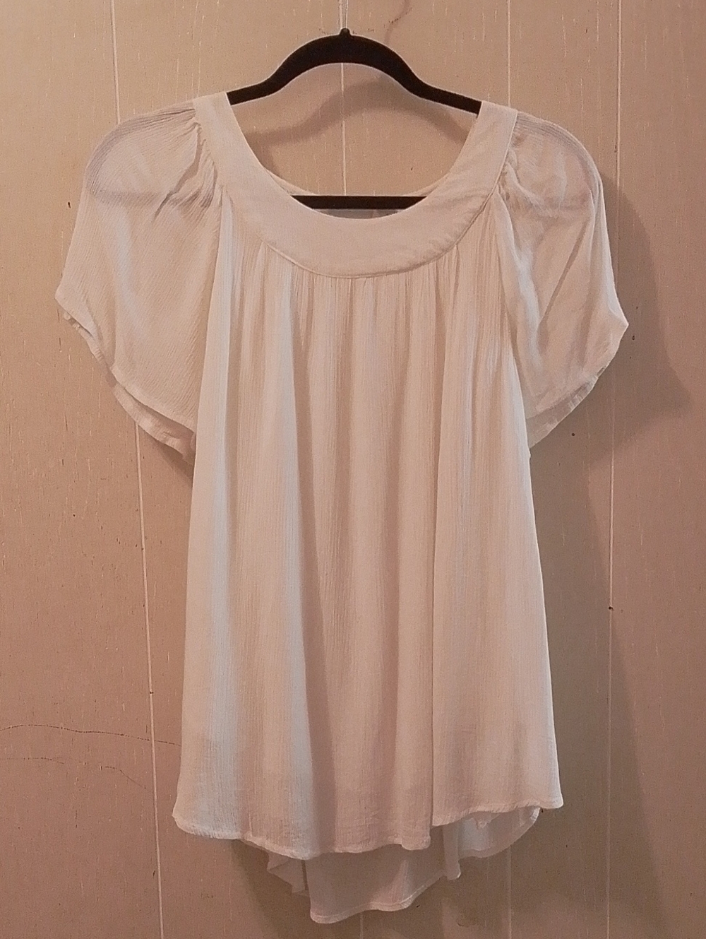 Kim Rogers White Short Flutter Sleeve Blouse